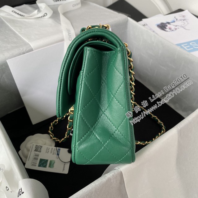 Chanel專櫃新款cf鏈條女包A01112 香奈兒Classic Flap Bag瑪瑙綠法國高端定制品單肩斜挎女包 djc6295